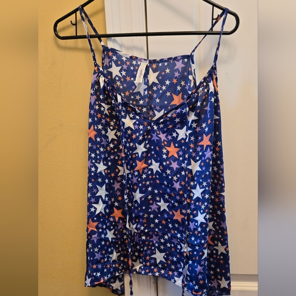 Old Navy Womens Red, Blue and White Stars Sleeveless Camisole with Tie Front
